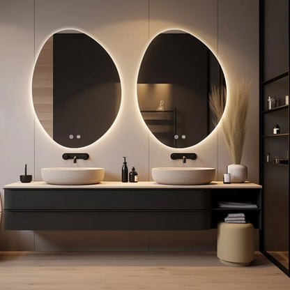 Organic Modern Frameless LED Bathroom Mirror -  Dibbrun