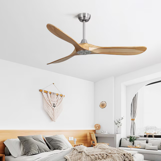 Organic Modern 60" 3-Blade Wooden Ceiling Fan with Remote Control - Nicola