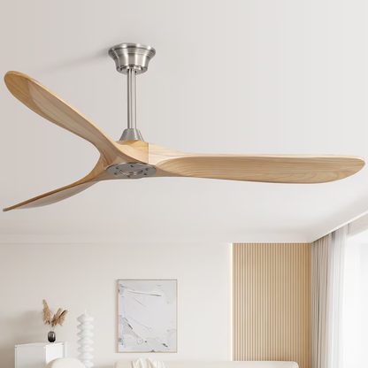 Organic Modern 60" 3-Blade Wooden Ceiling Fan with Remote Control - Nicola