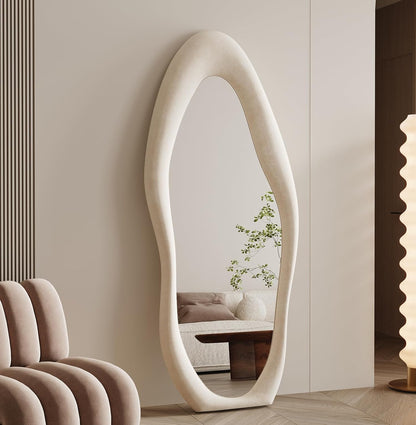 Organic Modern Fabric Floor Mirror - Amon