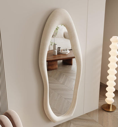 Organic Modern Fabric Floor Mirror - Amon