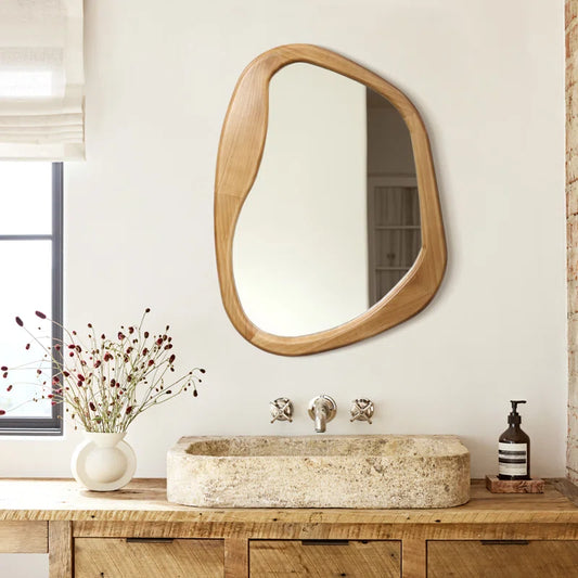 Organic Modern Freeform Pine Wood Mirror