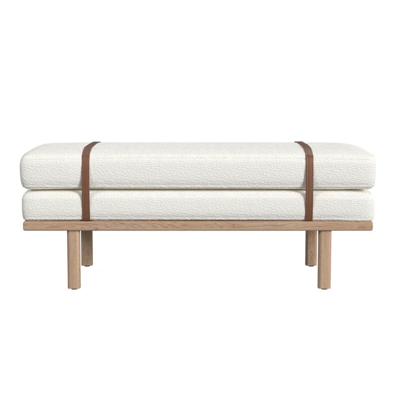 Organic Modern Upholstered Bench with Solid Wood Base - Azayvion