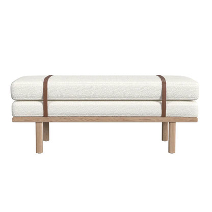 Organic Modern Upholstered Bench with Solid Wood Base - Azayvion