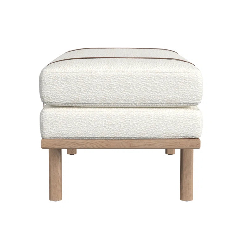 Organic Modern Upholstered Bench with Solid Wood Base - Azayvion