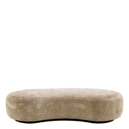 Organic Modern Oak Curved Bouclé Upholstered Bench - Bjorn