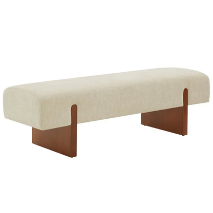 Organic Modern Linen Upholstered Bench - Caselynn