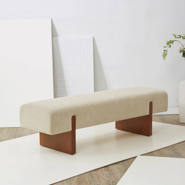 Organic Modern Linen Upholstered Bench - Caselynn