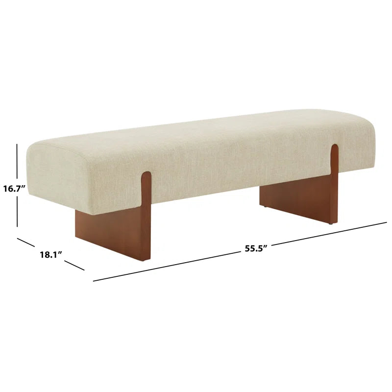 Organic Modern Linen Upholstered Bench - Caselynn