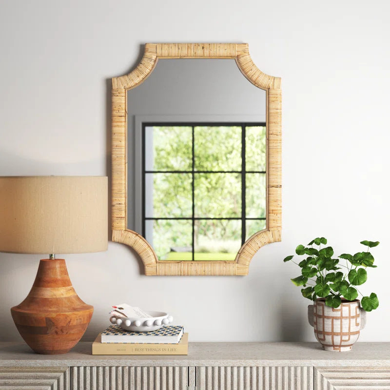 Organic Modern Rattan Framed Accent Mirror - Citrine