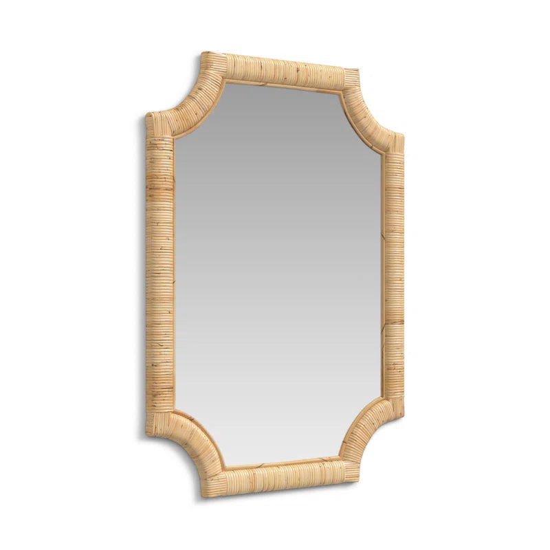 Organic Modern Rattan Framed Accent Mirror - Citrine