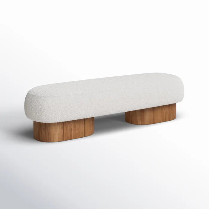 Organic Modern Textured Fabric Upholstered Bench - Denyer