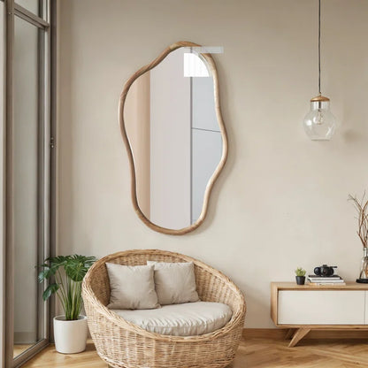 Organic Modern Irregular Natural Wood Wall Mirror