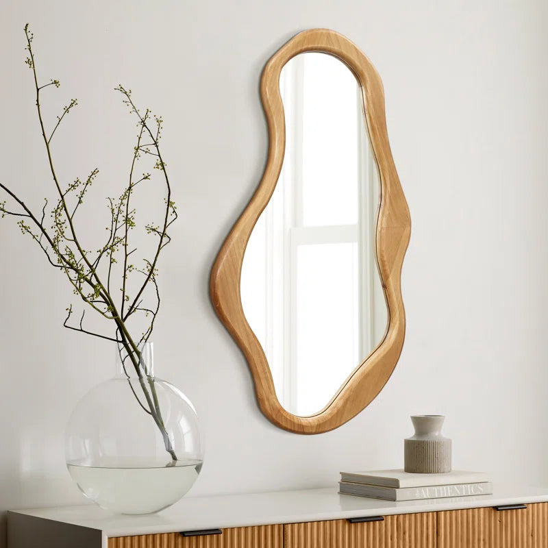 Organic Modern Solid Wood Asymmetrical Mirror - Jhada