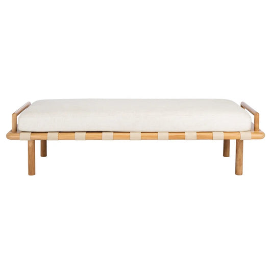 Organic Modern Textured Upholstered Bench with Angular Frame - Arturo