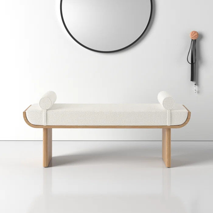 Organic Modern Solid Wood & Upholstered Bench - Loki