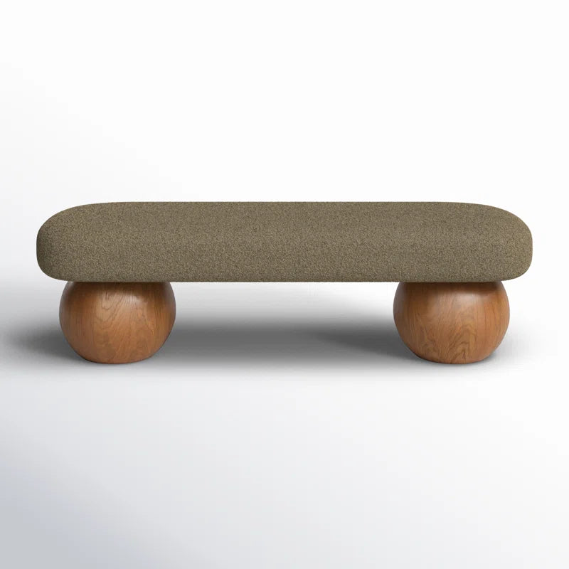 Organic Modern Olive Green Bouclé Bench - Lynnette