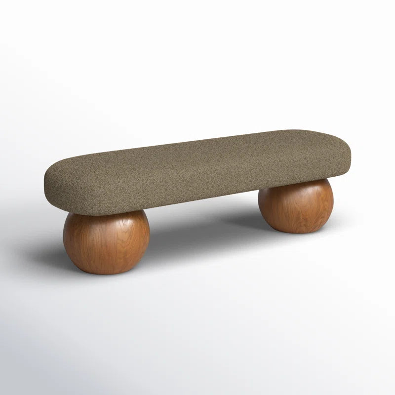 Organic Modern Olive Green Bouclé Bench - Lynnette