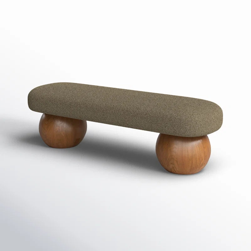 Organic Modern Olive Green Bouclé Bench - Lynnette