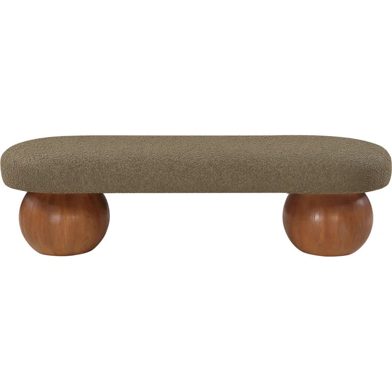 Organic Modern Olive Green Bouclé Bench - Lynnette