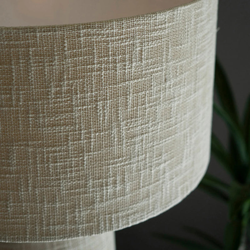 Organic Modern Bouclé Fabric Table Lamp with Linen Shade - Davida