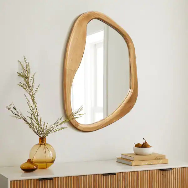 Organic Modern Freeform Pine Wood Mirror