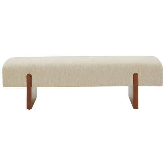 Organic Modern Linen Upholstered Bench - Caselynn