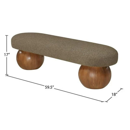 Organic Modern Olive Green Bouclé Bench - Lynnette