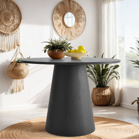 Black Round Organic Modern Dining Table - Noaah